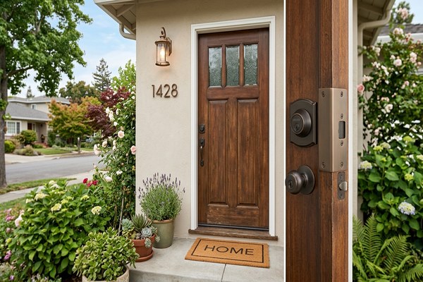 Home security lock upgrade at a Belmont California residence